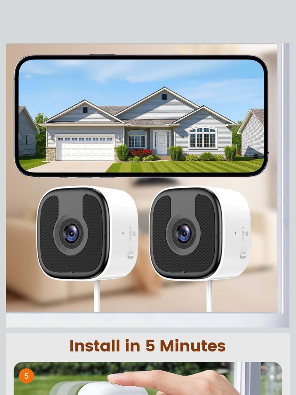 Brand new 2 packs 3MP 2K window WiFi Security Camera Duo